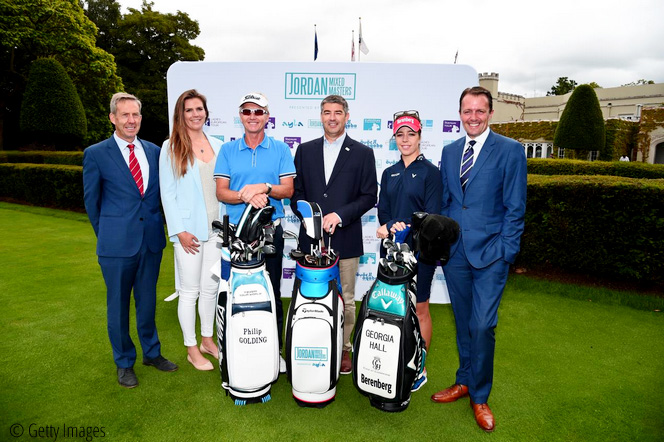 Keith Waters, COO European Tour, Kim Vande Velde, Head of Legal, Ladies European Tour, Philip Golding, Chris White, Director of Operations, Ayla, Georgia Hall and David MacLaren, Head of Staysure Tour, Three Tours come together for ground-breaking Jordan Mixed Masters presented by Ayla, © Getty Images