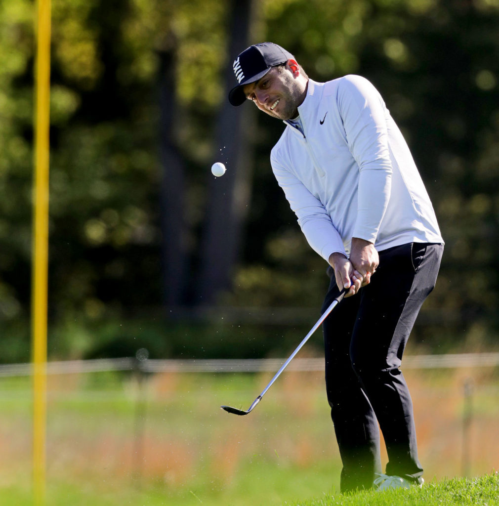 Francesco Molinari, of Italy during a practice round for the PGA Championship (AP Photo/Charles Krupa)