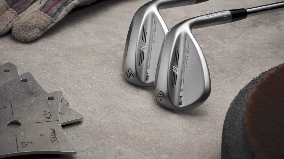 The Vokey SM9 T Grind wedges with their distinctive soles