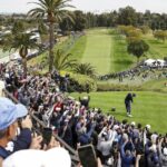 Tiger Woods tees off the first at Genesis Invitational