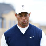 Tiger Woods looks disappointed