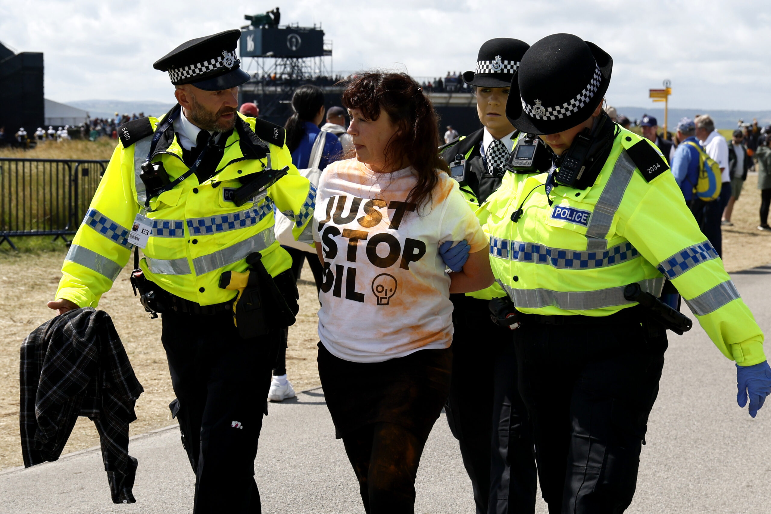 A Just Stop Oil protester is taken away by police