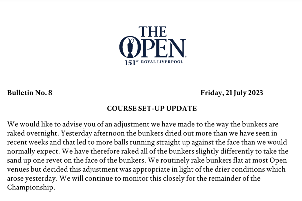 R&A statement - Bunkers