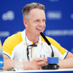 Luke Donald during a press conference