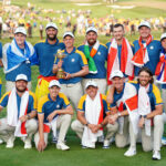 Luke Donald (centre) and Team Europe celebrate