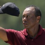 Tiger Woods waves after his final round in the 88th Masters