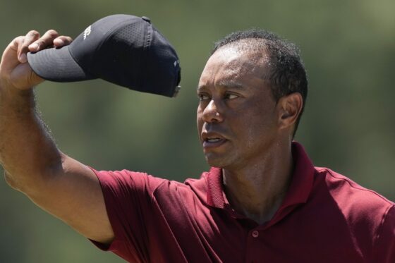 Tiger Woods waves after his final round in the 88th Masters
