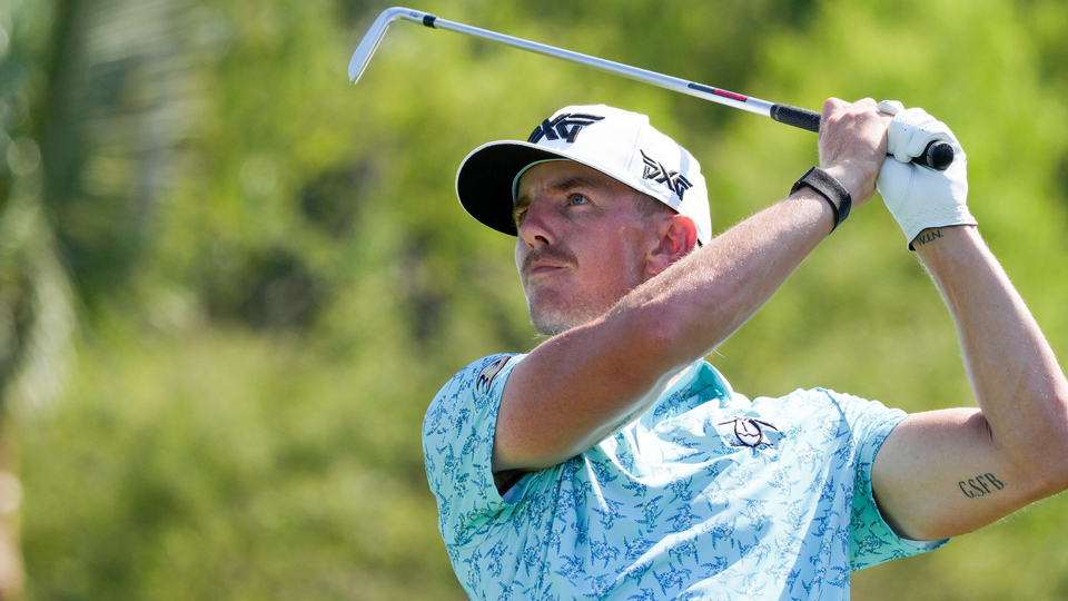 Jake Knapp (pictured) leads by one shot at the CJ CUP Byron Nelson