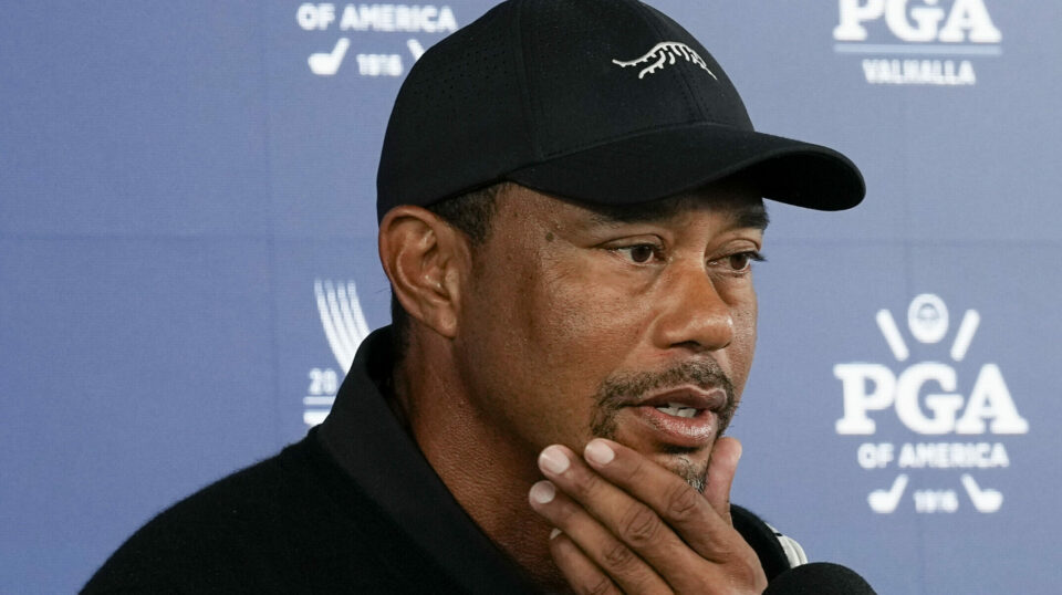 Tiger Woods during a press conference