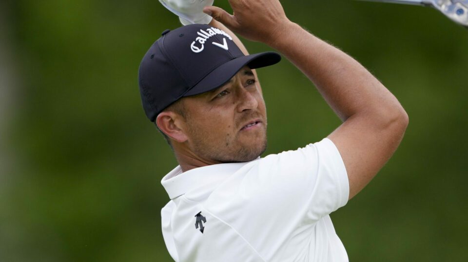Xander Schauffele bounced back from a late double bogey to share the lead after 54 holes of the US PGA Championship