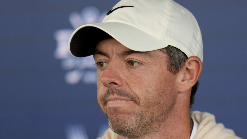 Rory McIlroy speaks during a news conference ahead of the US PGA Championship at Valhalla