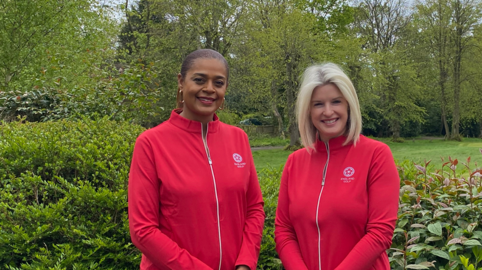 England Golf board members Julia Regis (left) and Sarah Stirk following their appointment to England Golf’s board