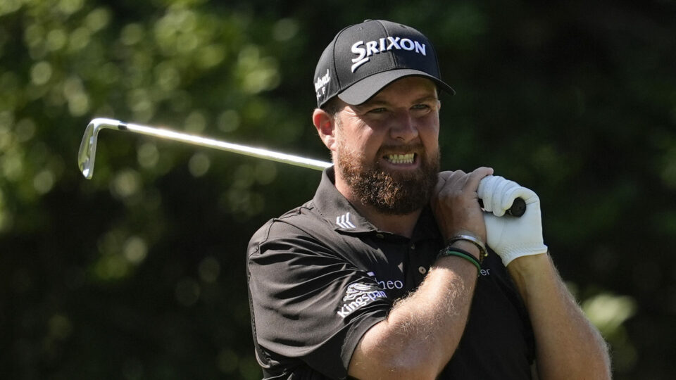 Shane Lowry looks on anxiously after a tee shot in the US Open