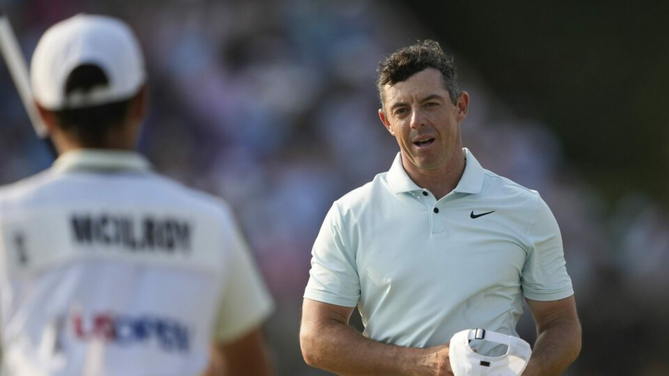Rory McIlroy looks dejected after the US Open