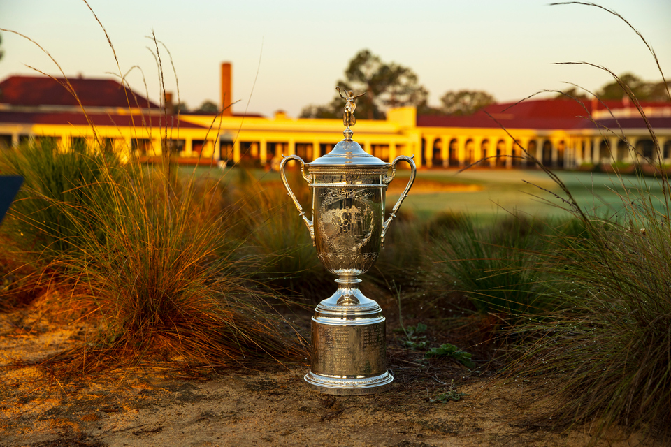 The U.S. Open Trophy is seen at Pinehurst Resort & Country Club