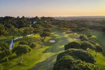 An aerial view of the 11th hole on the Old Course Vilamoura