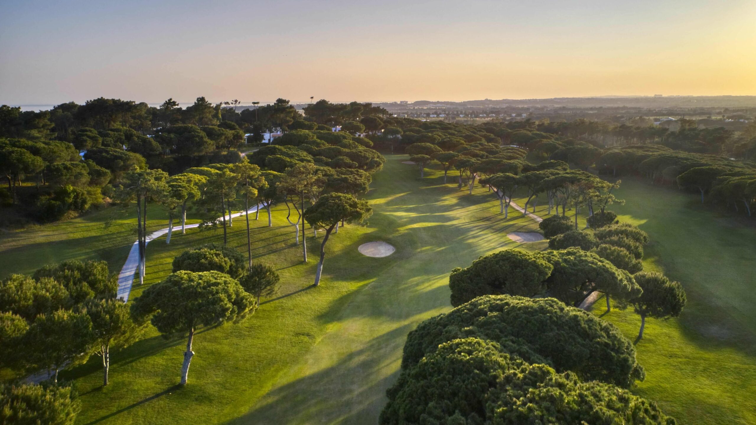An aerial view of the 11th hole on the Old Course Vilamoura