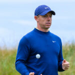 Rory McIlroy juggles a ball on day one of the Scottish Open