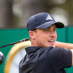 Ludvig Aberg watches his drive in the Scottish Open