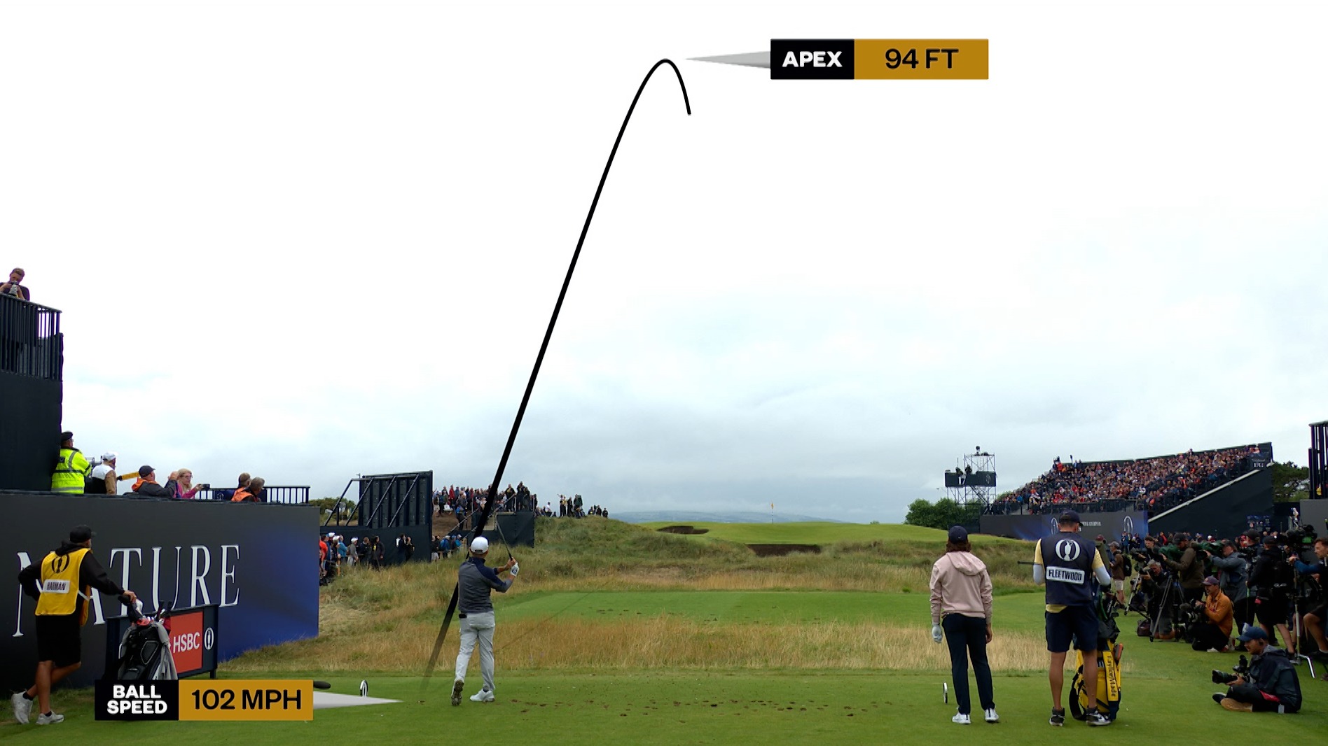 Brian Harman hits his tee shot The Open tracked by Toptracer