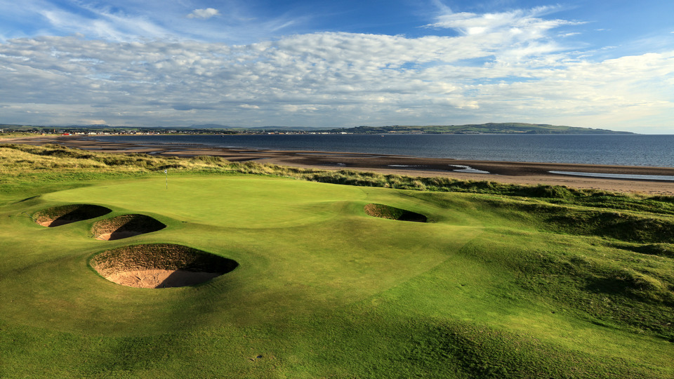 A general view of the par 3, fifth hole at Royal Troon