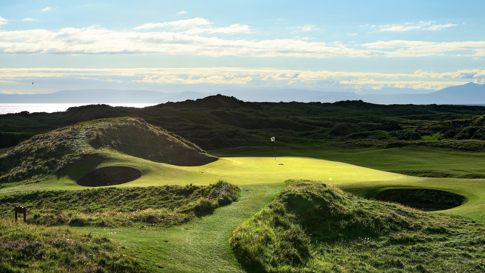 A general view of the par 3, eighth hole Postage Stamp at Royal Troon