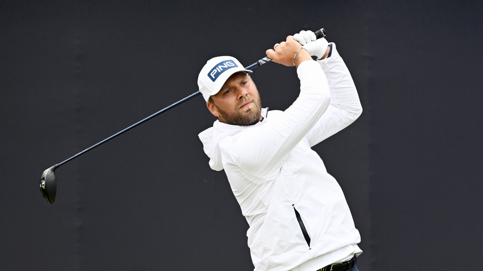 Daniel Brown of England tees off on the first hole on day one of The 152nd Open championship at Royal Troon on July 18, 2024