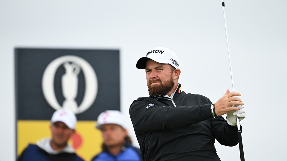 Shane Lowry of Ireland tees off on the third hole on day two of The 152nd Open championship at Royal Troon on July 19, 2024