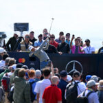 Justin Thomas of the United States tees off on the 16th hole during a practice round prior to The 152nd Open championship at Royal Troon on July 15, 2024