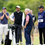 Rory McIlroy (left) and Tiger Woods during practice for the Open 2022