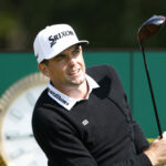 Keegan Bradley tees off the 5th during day one of the 2023 Open at Royal Liverpool