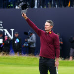 Justin Rose acknowledges the crowd on the 18th green at Royal Troon