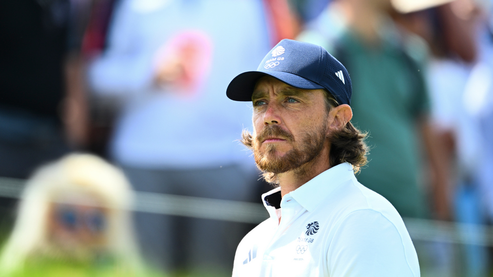 Tommy Fleetwood of Team Great Britain waits on the second tee during the final round of the 2024 Paris Olympics at Le Golf National